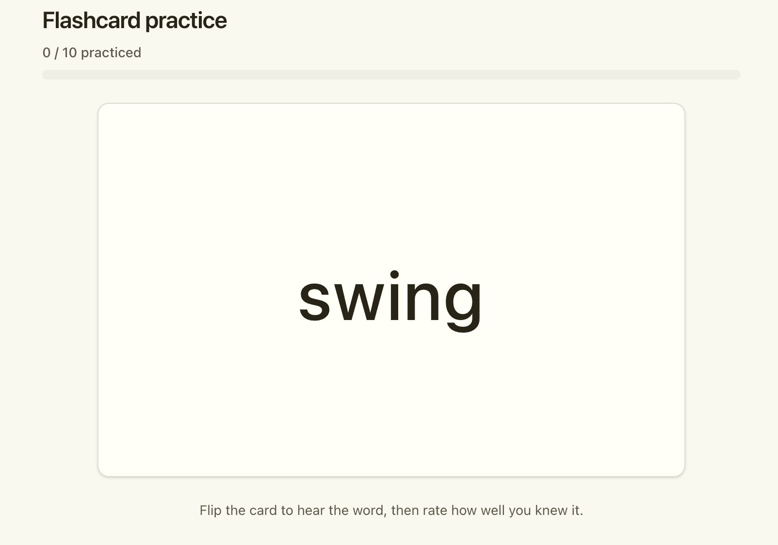 Flashcard practice mode