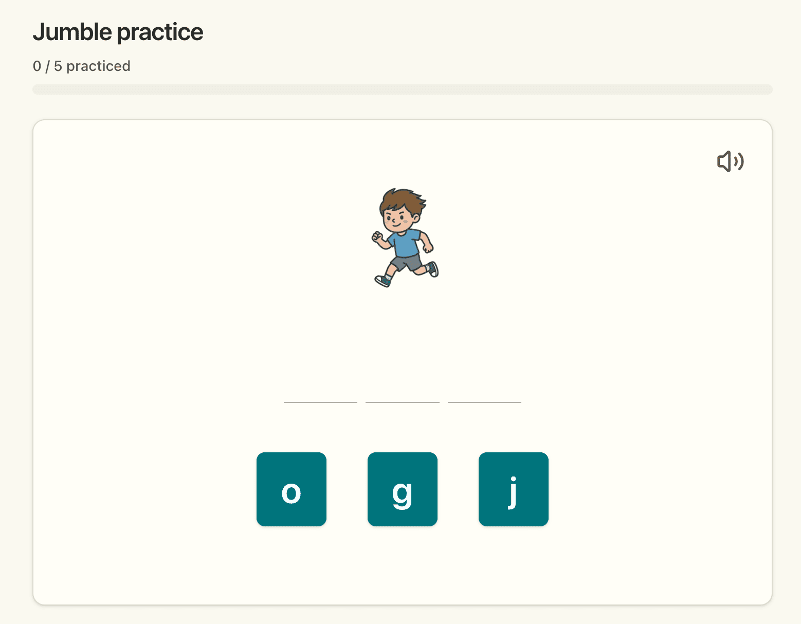 Jumble practice mode