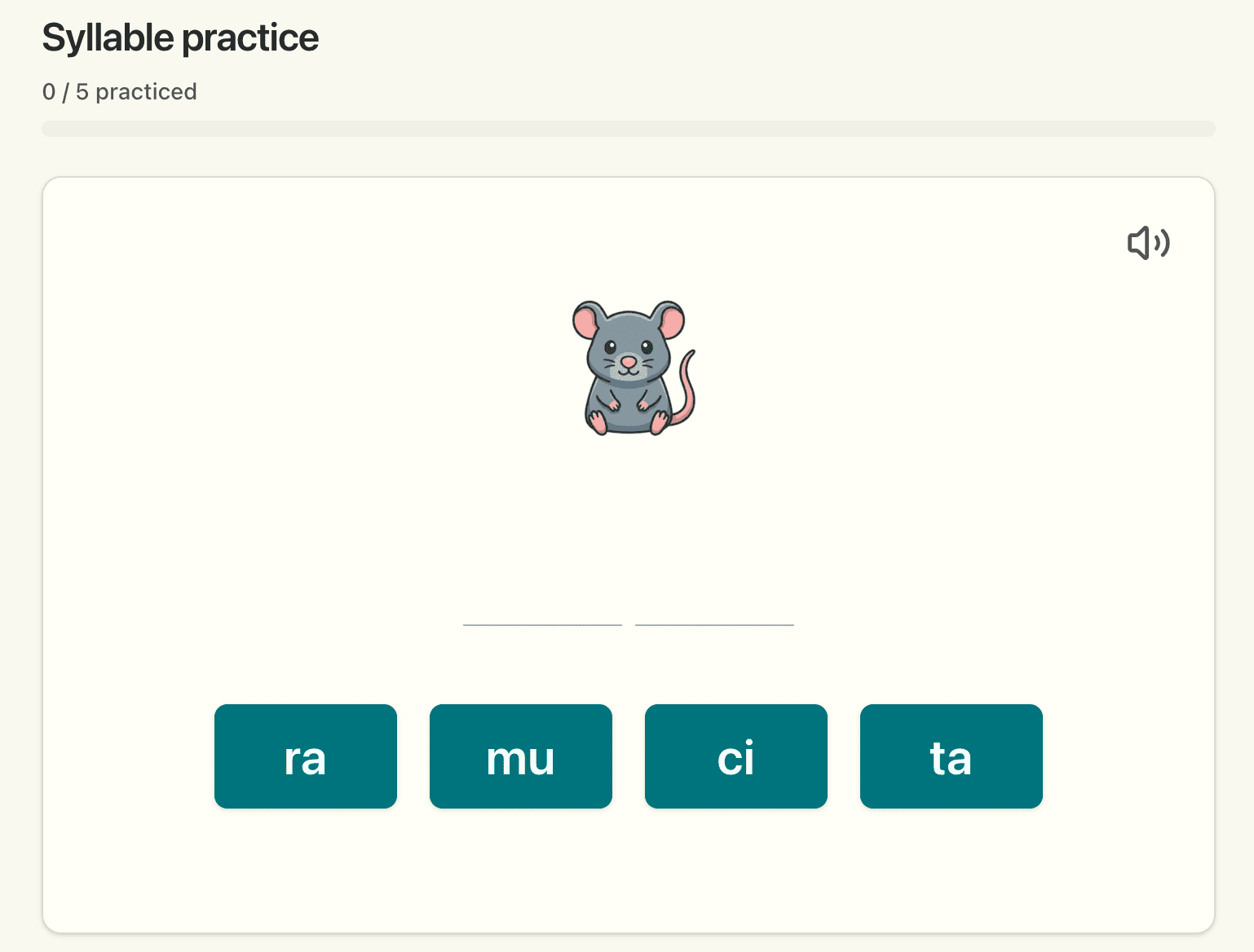 Syllable practice mode